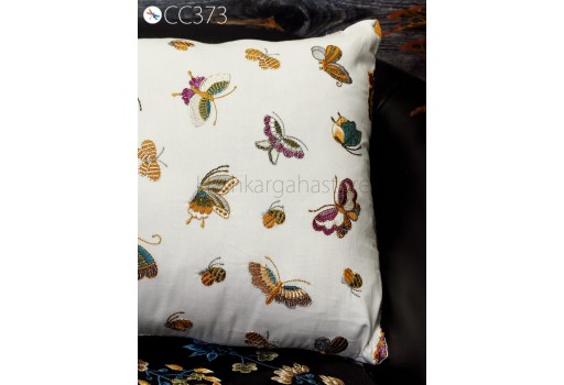 Butterfly Embroidered Throw Pillow Euro Sham Cotton Pillowcases 20x26 Rectangle Decorative Home Decor Cushion Cover Housewarming Gift.
